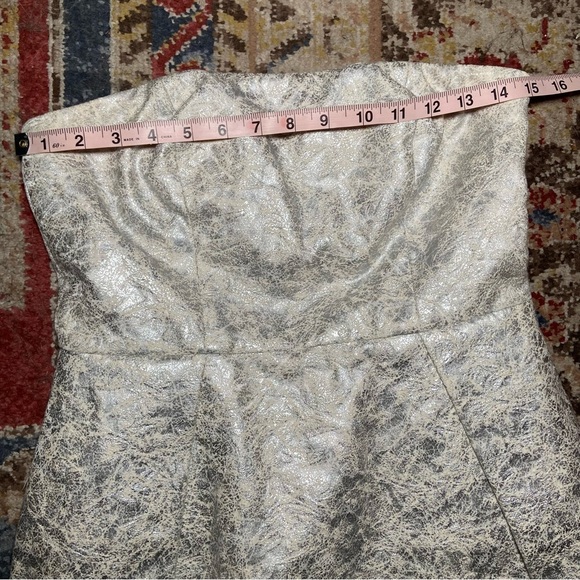 Lord & Taylor silver metallic dress Strapless pockets A-Line Fit and Flare - Picture 7 of 10